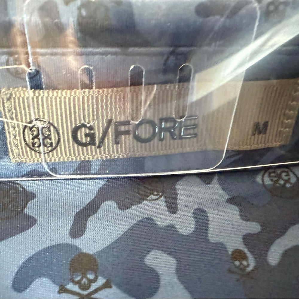 G/Fore Golf Polo Shirt Blue Camo Skulls Trophy Men Medium NEW 1525 - Picture 3 of 4